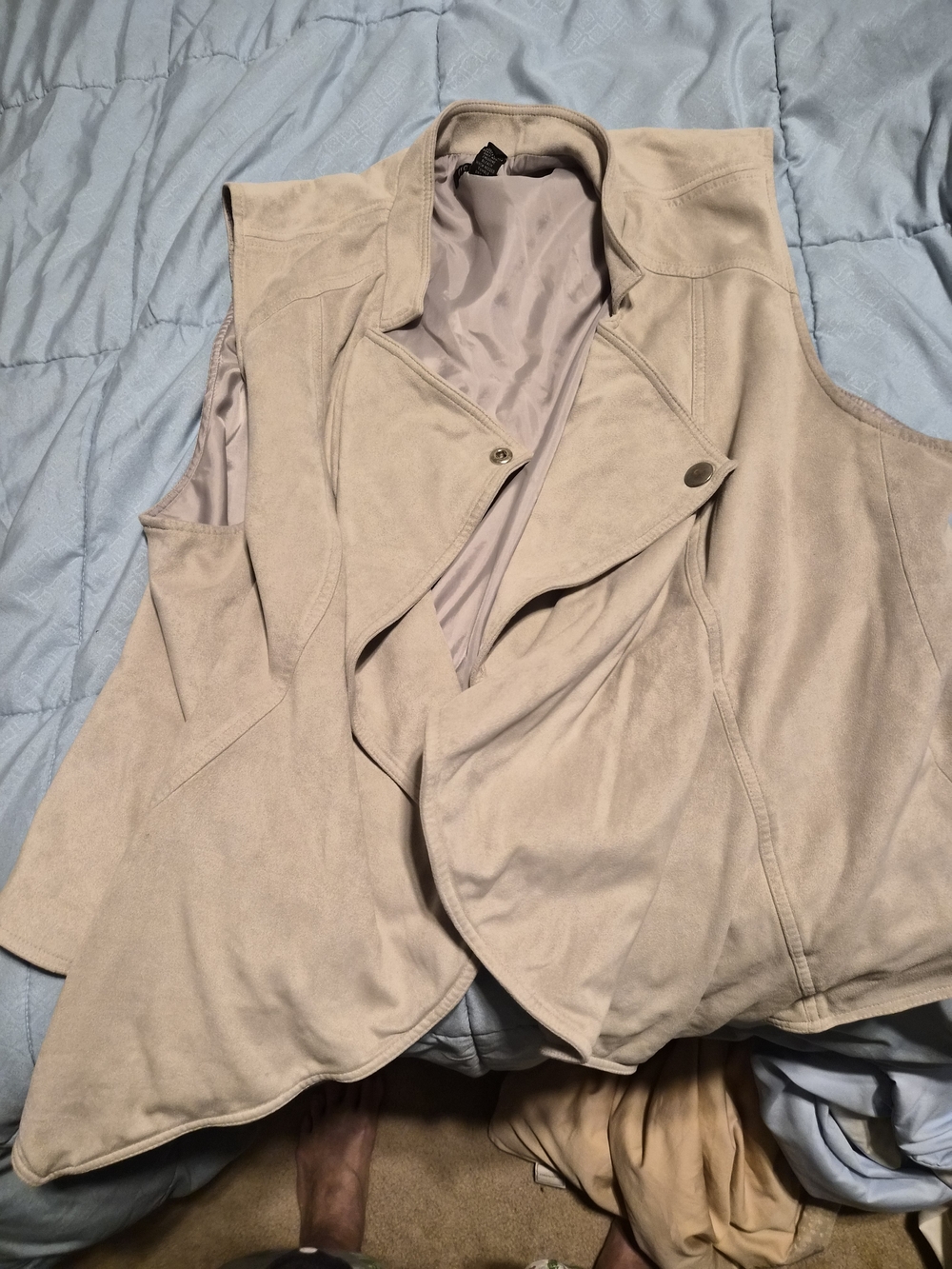 INC International Concepts Draped Open-Front Vest in Taupe